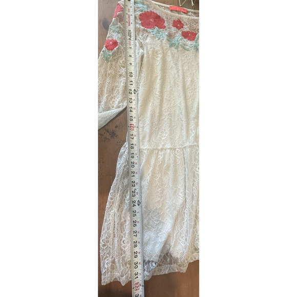 Lulumari Anthropologie Floral Lace Mini Dress Size S Sheer Beachy Vaca Boho Y2K - Picture 12 of 13